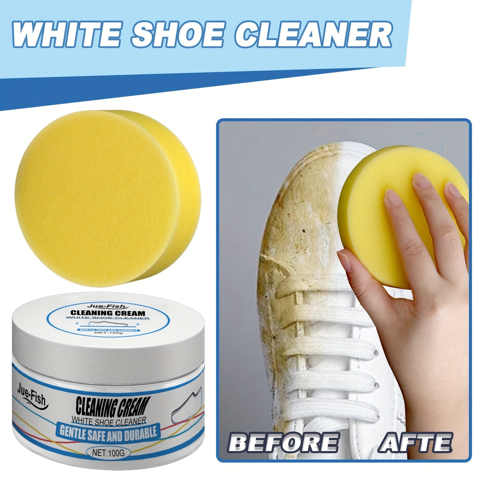 Crema Limpiadora Instantánea para Zapatos Blancos - Removedor de Manchas y Blanqueador, Seguro para Zapatillas, Lona, Cuero Sintético | Fórmula Fácil sin Enjuague
