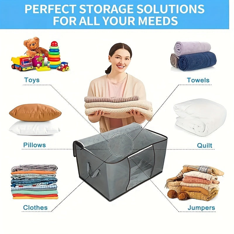 4 piezas Bolsas de almacenamiento de tela - Armario de almacenamiento portátil autosoportante para ropa, mantas y edredones, impermeable, con cremalleras dobles y asas mejoradas - Capacidad de almacenamiento cerrado inferior a 3,2 pies cúbicos, ligero inf