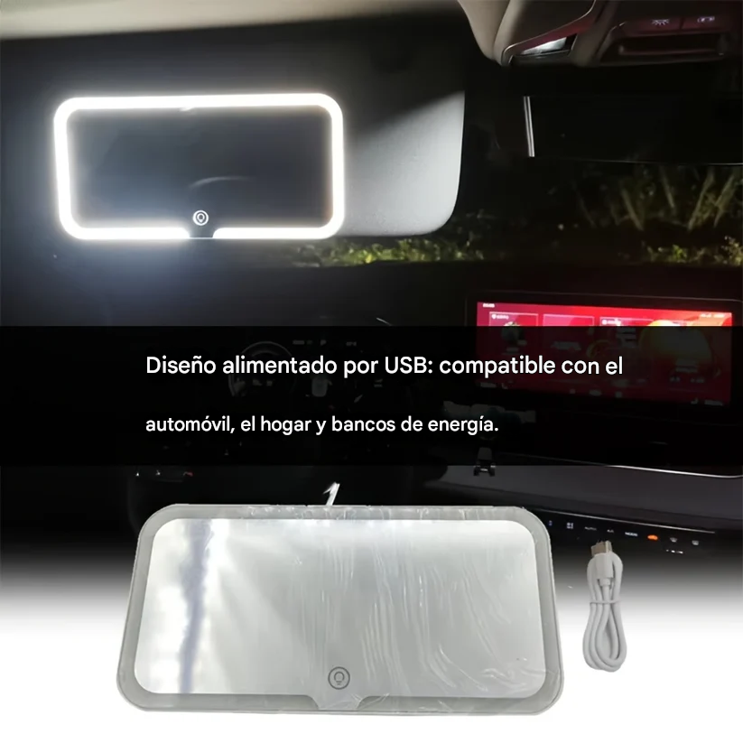 Espejo de Vanidad Plegable Portátil con Luz LED Ajustable