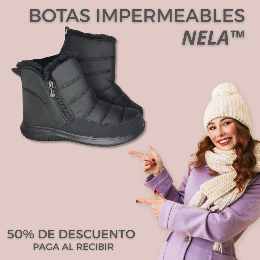 NELA™ - Botas Impermeables Negras de Mujer - ¡SEGURIDAD Y ESTILO INVERNAL!
