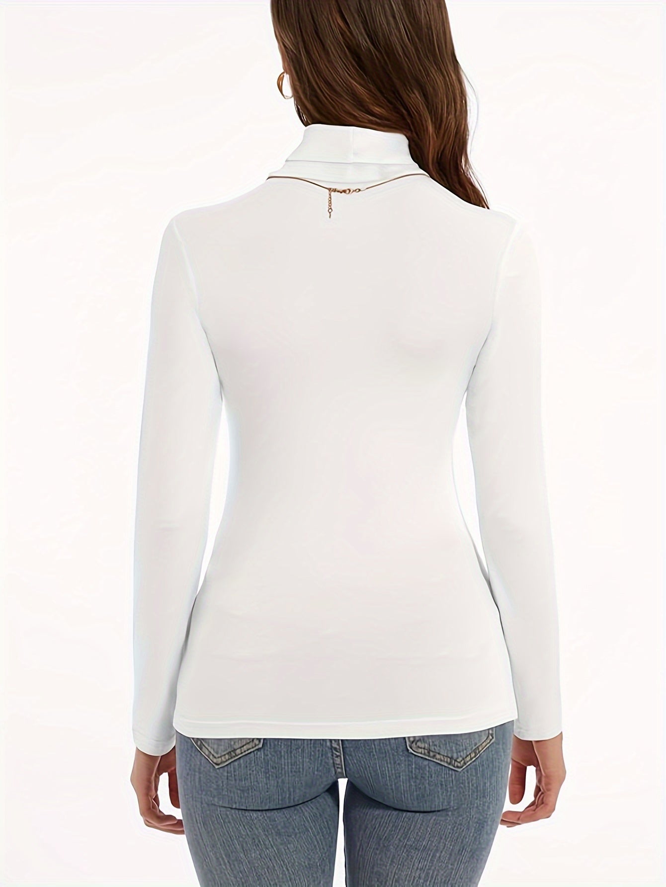 Ropa interior térmica de felpa sólida para otoño e invierno, camiseta ajustada de cuello alto de manga larga, ropa interior y lencería para mujer.