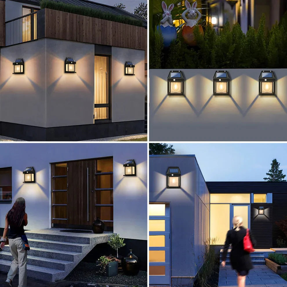 2 LÁMPARAS CON PANEL SOLAR PARA EXTERIORES