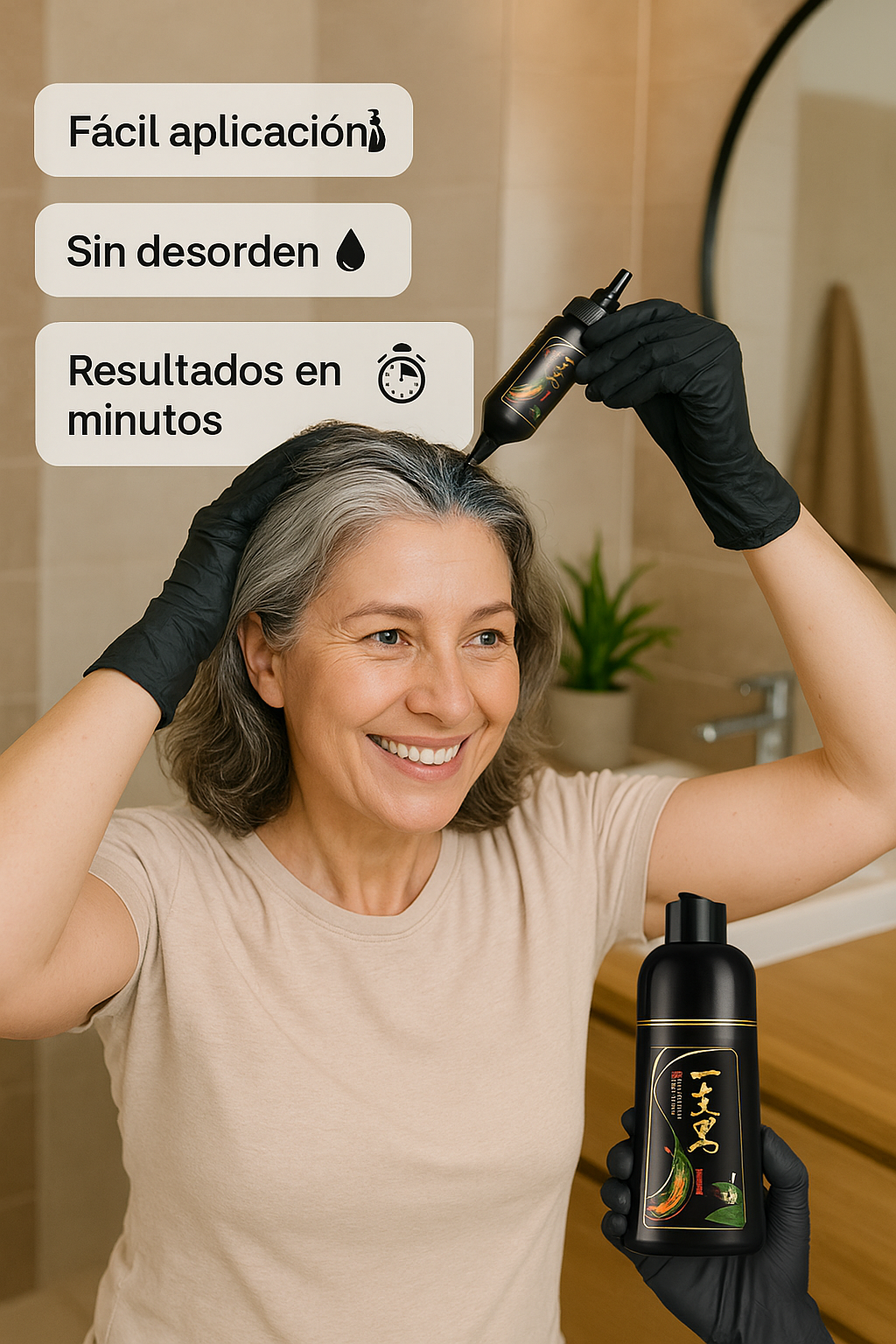 Cambia tu look en minutos - Shampoo Tinte Instantaneo Cubre Canas Natural 500 ML