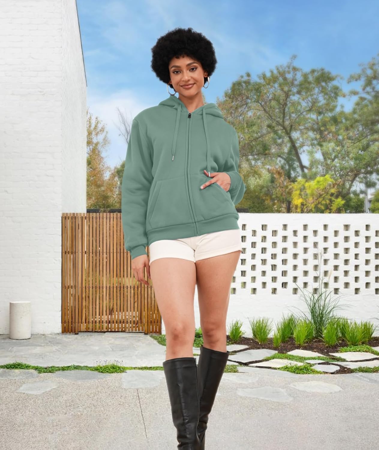 SWISSWELL Sudaderas con capucha para mujer, forro polar de invierno, con cremallera completa, forro de sherpa grueso