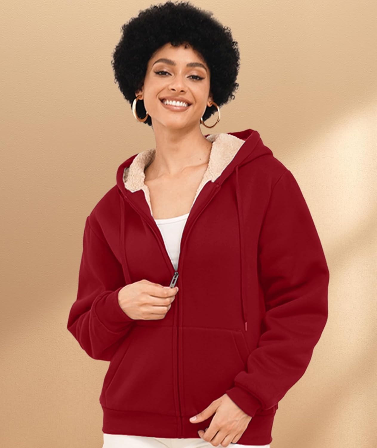 SWISSWELL Sudaderas con capucha para mujer, forro polar de invierno, con cremallera completa, forro de sherpa grueso