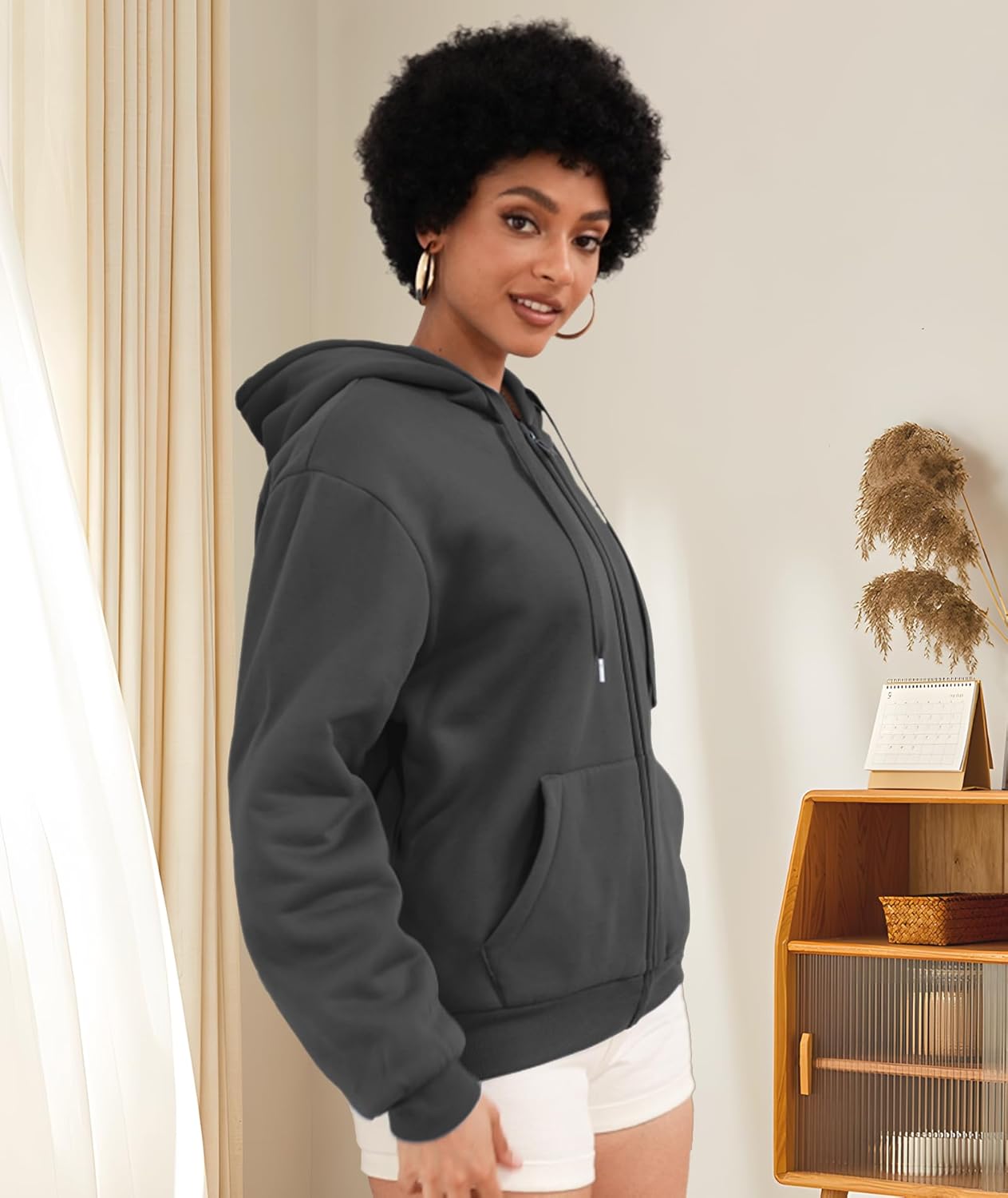 SWISSWELL Sudaderas con capucha para mujer, forro polar de invierno, con cremallera completa, forro de sherpa grueso