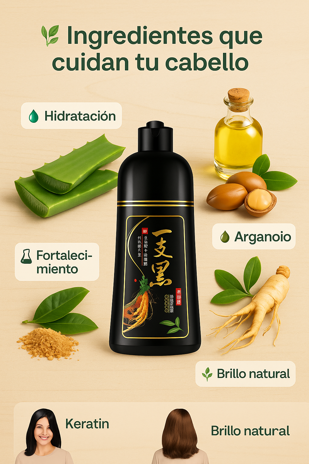 Cambia tu look en minutos - Shampoo Tinte Instantaneo Cubre Canas Natural 500 ML