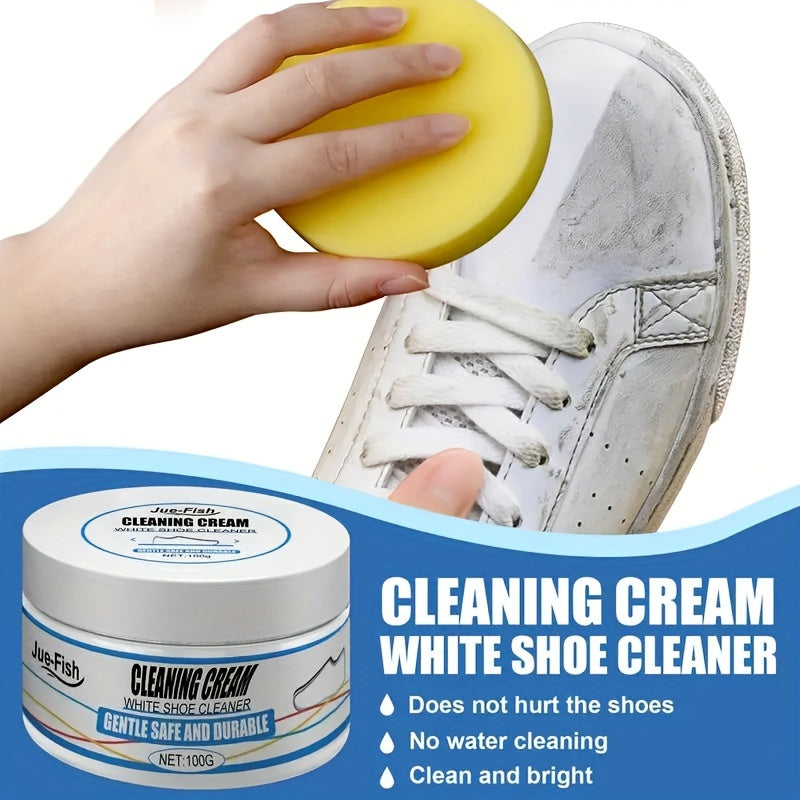 Crema Limpiadora Instantánea para Zapatos Blancos - Removedor de Manchas y Blanqueador, Seguro para Zapatillas, Lona, Cuero Sintético | Fórmula Fácil sin Enjuague