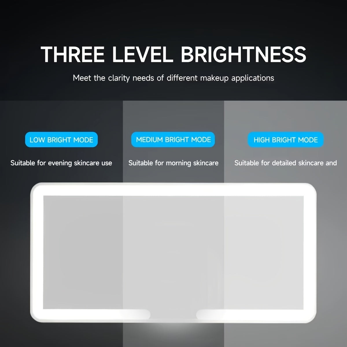 3-Niveles de Iluminación Táctil, Claridad HD, Luz Suave Día y Noche | Espejo de Vanidad Plegable Portátil para Coche con Luz LED Ajustable | Cargable por USB, Vidrio Antirrayas Duradero | Ideal para Revisar el Maquillaje, Uso Diurno y Nocturno en el Coche