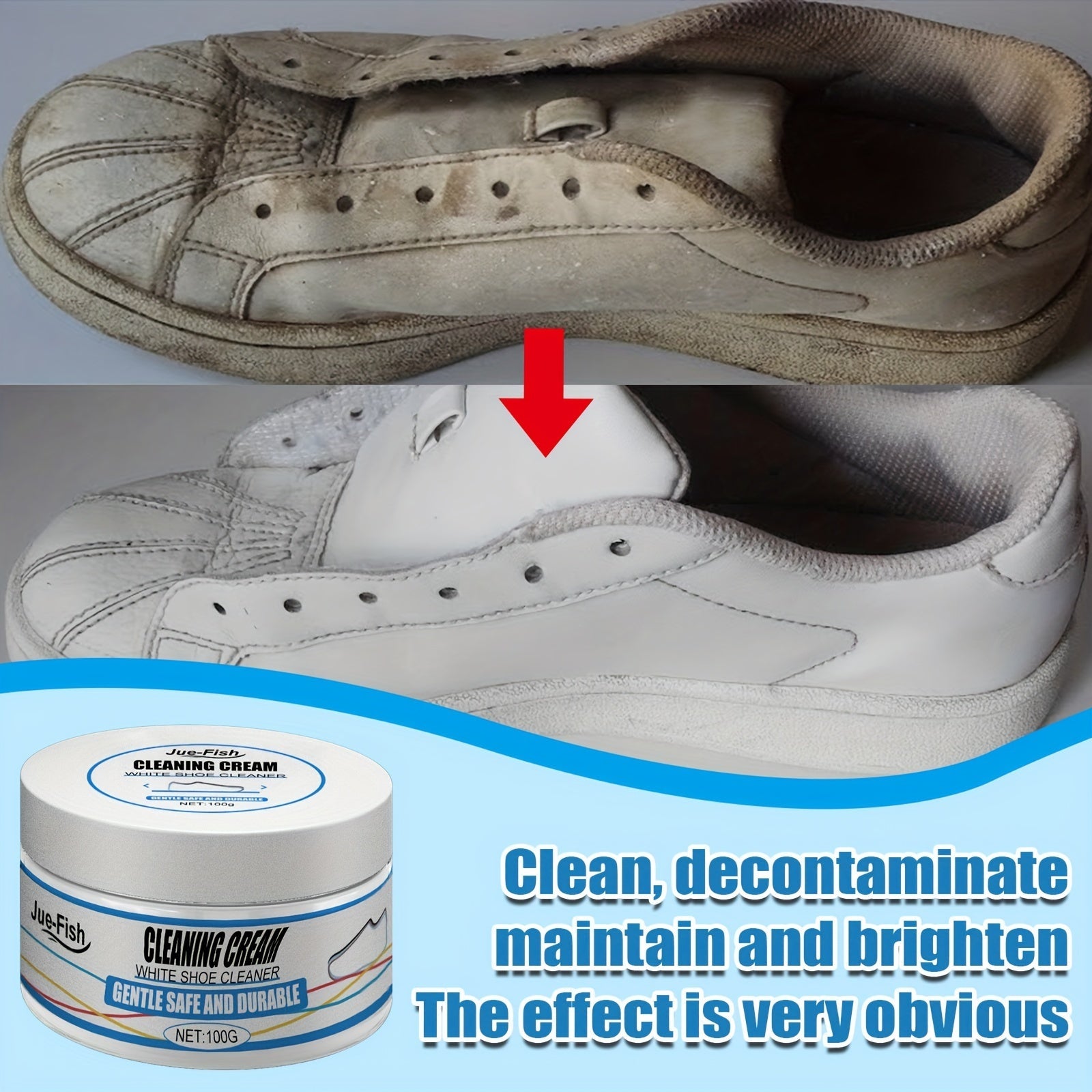 Crema Limpiadora Instantánea para Zapatos Blancos - Removedor de Manchas y Blanqueador, Seguro para Zapatillas, Lona, Cuero Sintético | Fórmula Fácil sin Enjuague