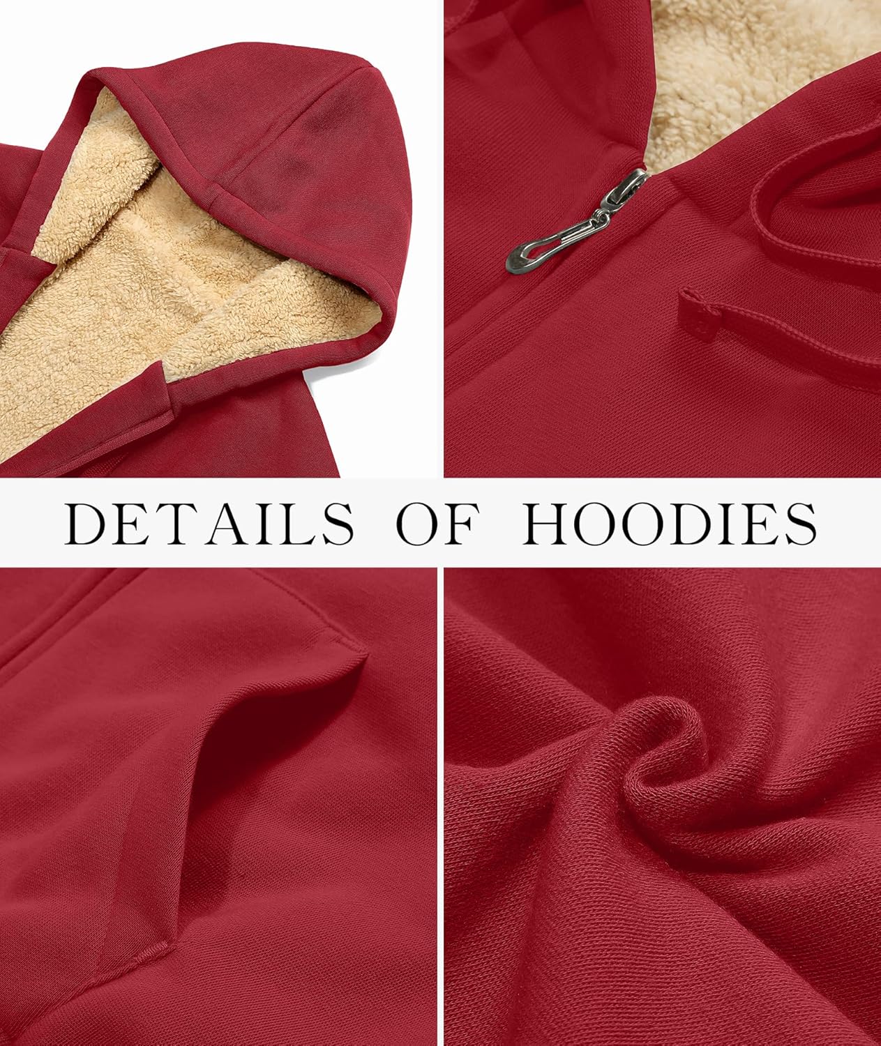 SWISSWELL Sudaderas con capucha para mujer, forro polar de invierno, con cremallera completa, forro de sherpa grueso