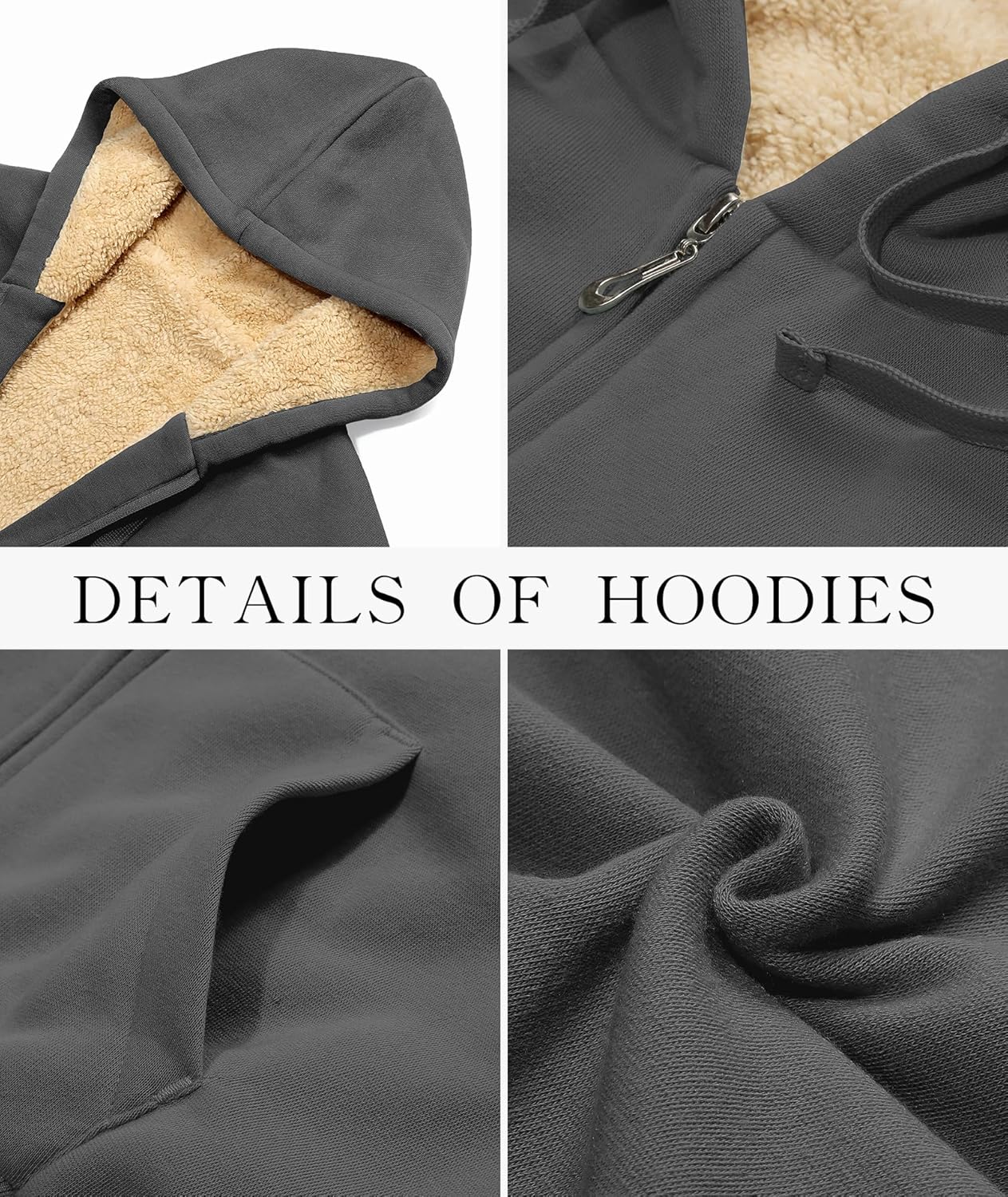 SWISSWELL Sudaderas con capucha para mujer, forro polar de invierno, con cremallera completa, forro de sherpa grueso