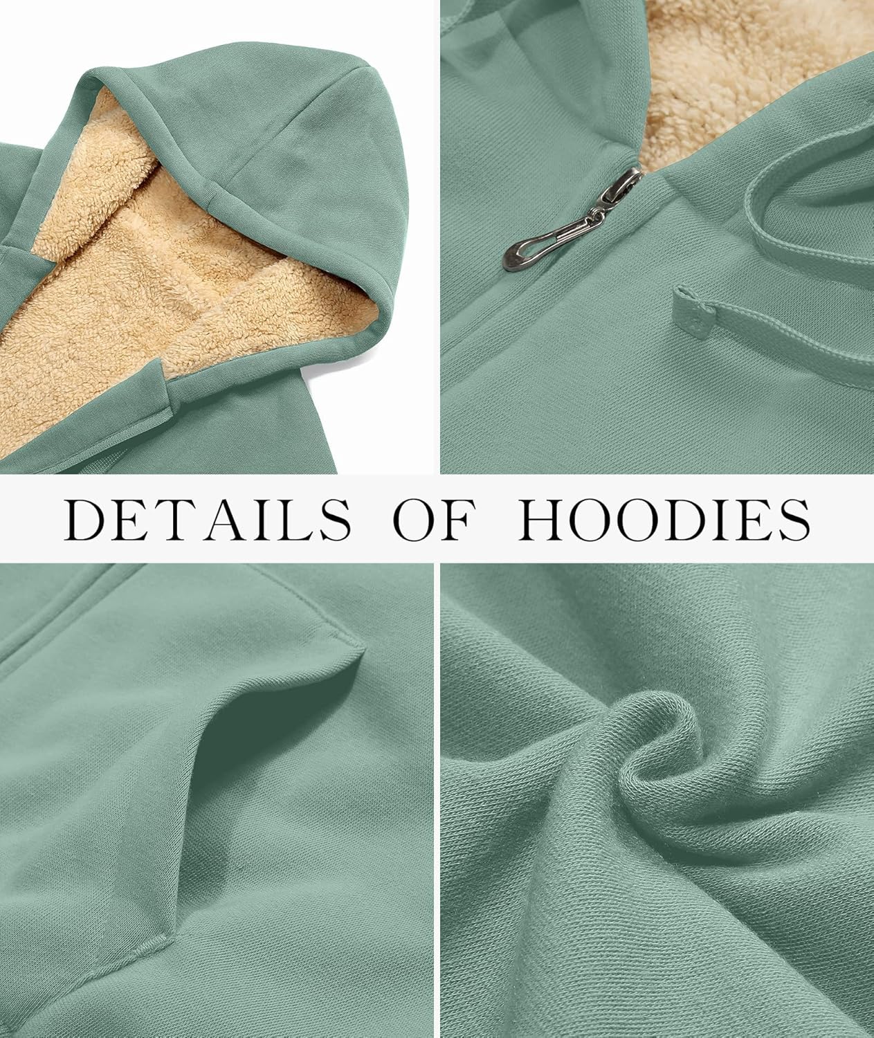 SWISSWELL Sudaderas con capucha para mujer, forro polar de invierno, con cremallera completa, forro de sherpa grueso