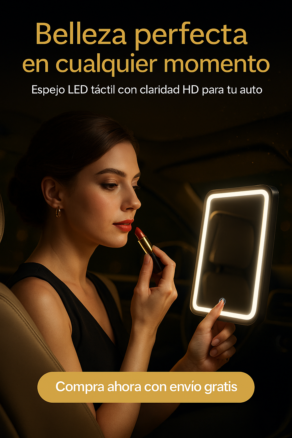 Espejo de Vanidad Plegable Portátil con Luz LED Ajustable