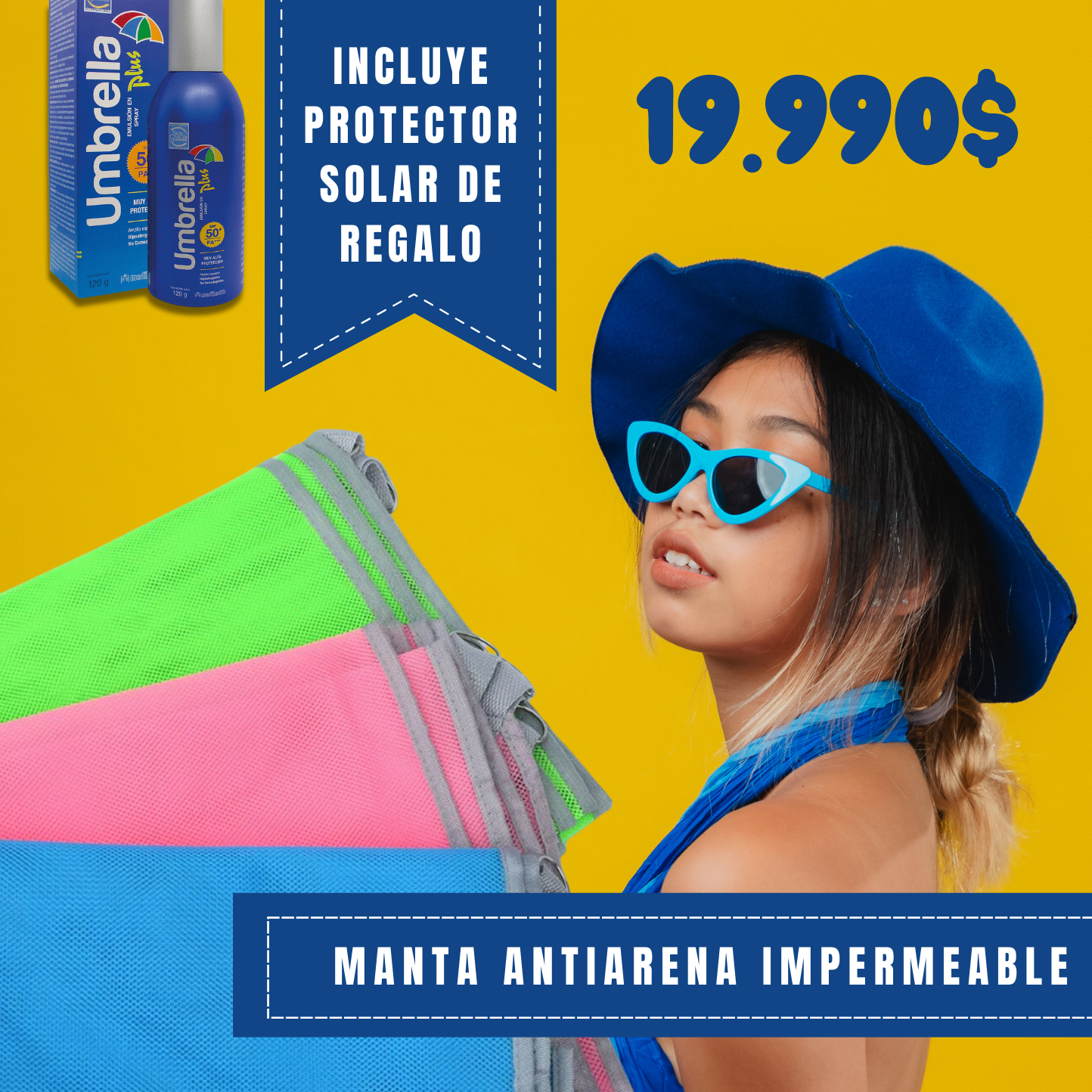 Manta Antiarena Impermeable - ¡Lleva 1 Protector Solar de Regalo!☀️😱