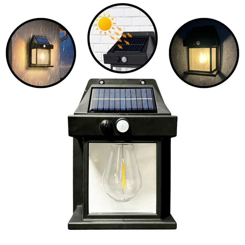 2 LÁMPARAS CON PANEL SOLAR PARA EXTERIORES